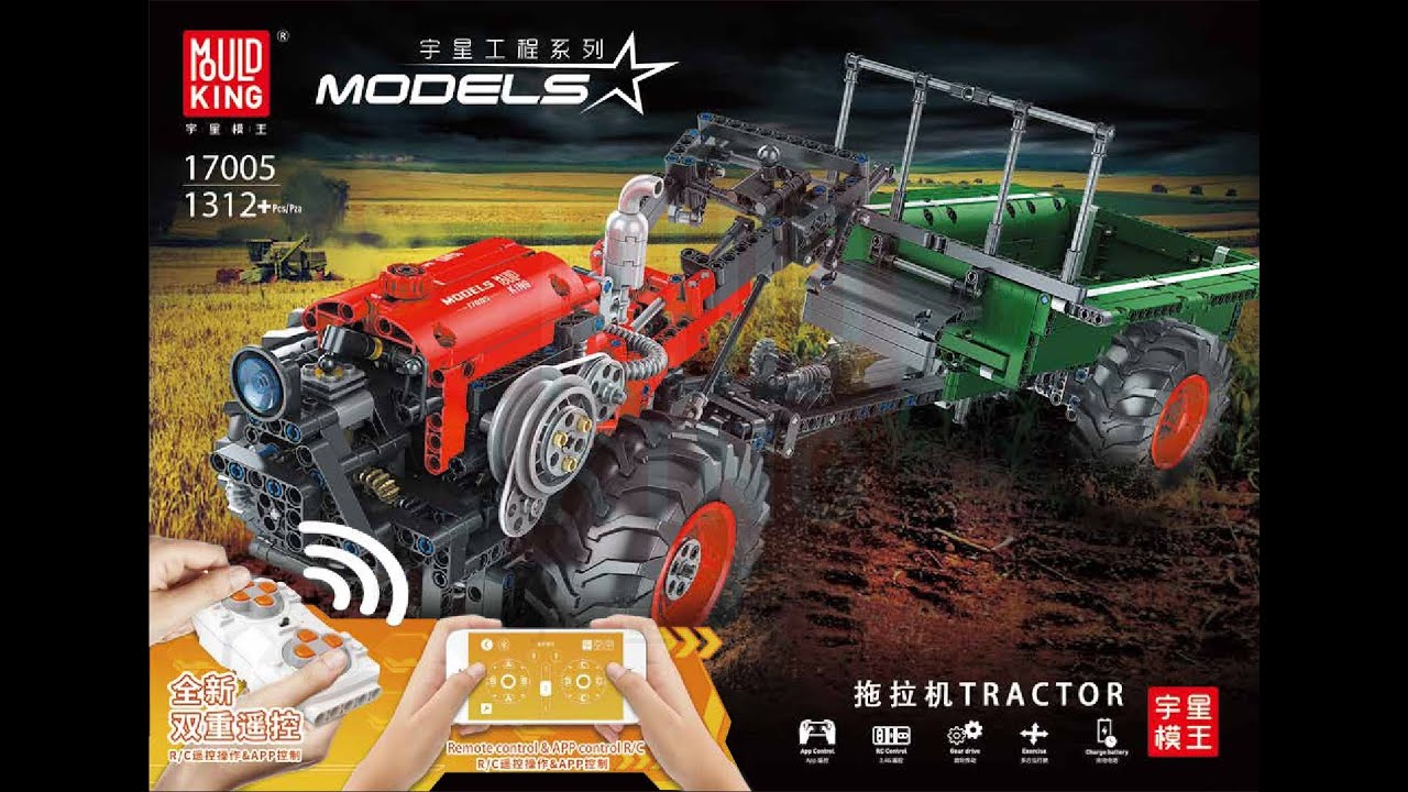 Mould King 17005 Building Instructions, PDF Manual free download, RC Tractor with 1312 pieces.