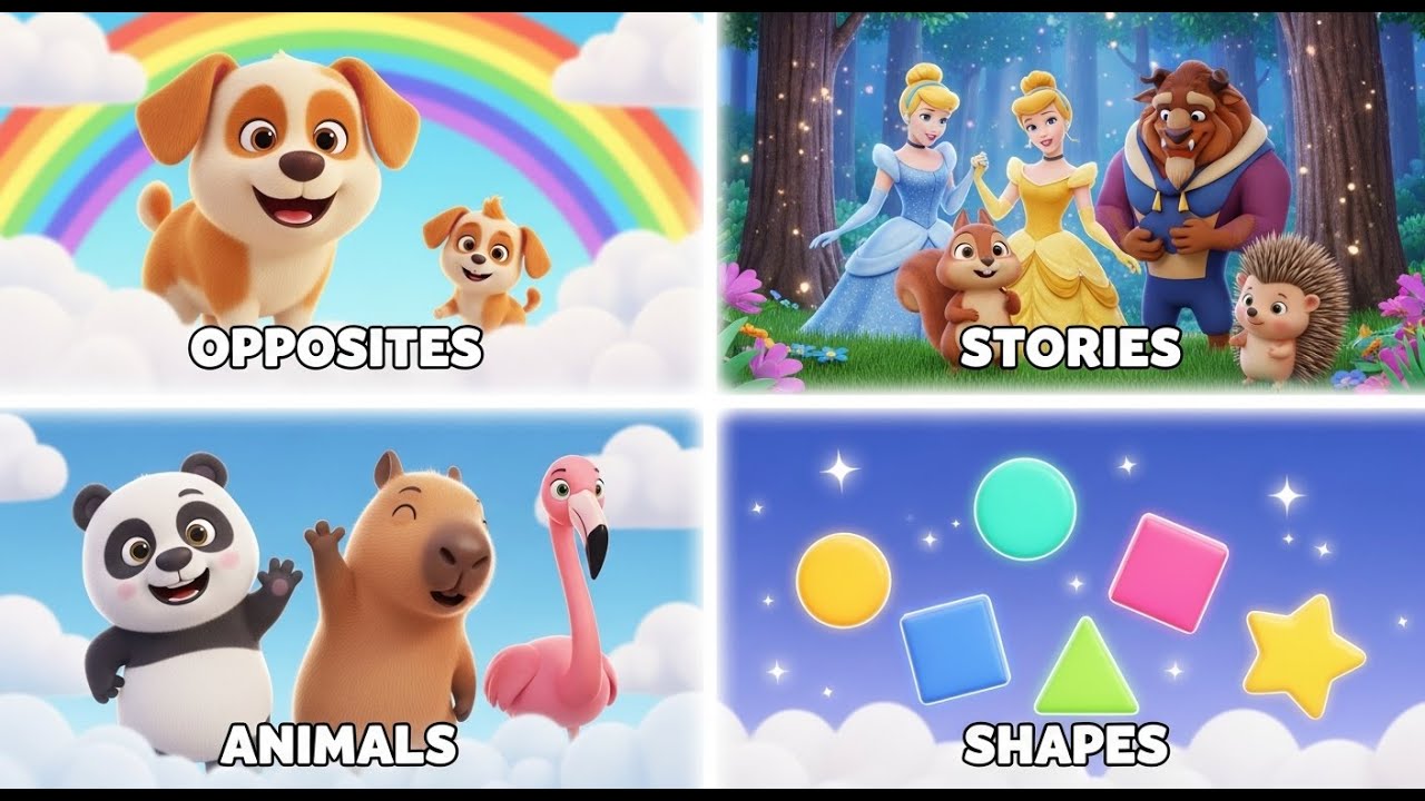 Preschool Learning Live Stream | Opposites, Stories, Animals & Shapes | Kids Learning Videos