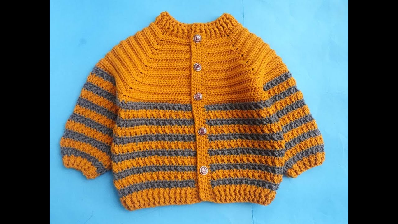 Crochet Baby Cardigan Jacket/ Baby sweater/ crochet baby jacket tutorial for beginners