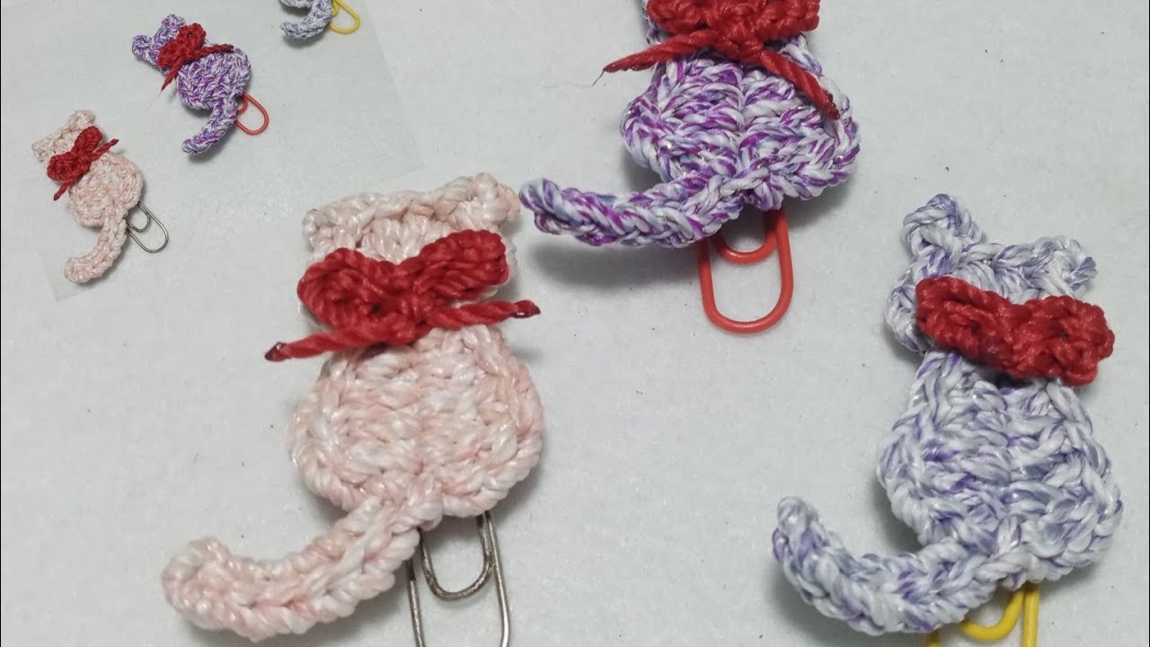 Crochet bookmark paperclip cat // menghias paperclip dengan motif kucing