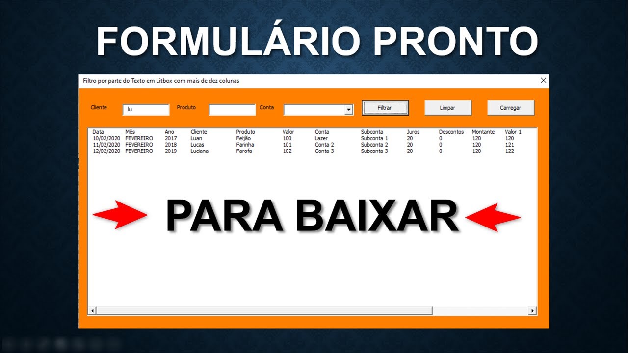 Filtro por Parte do Texto em Listbox VBA com Mais de Dez Colunas - FORMULÁRIO PRONTO