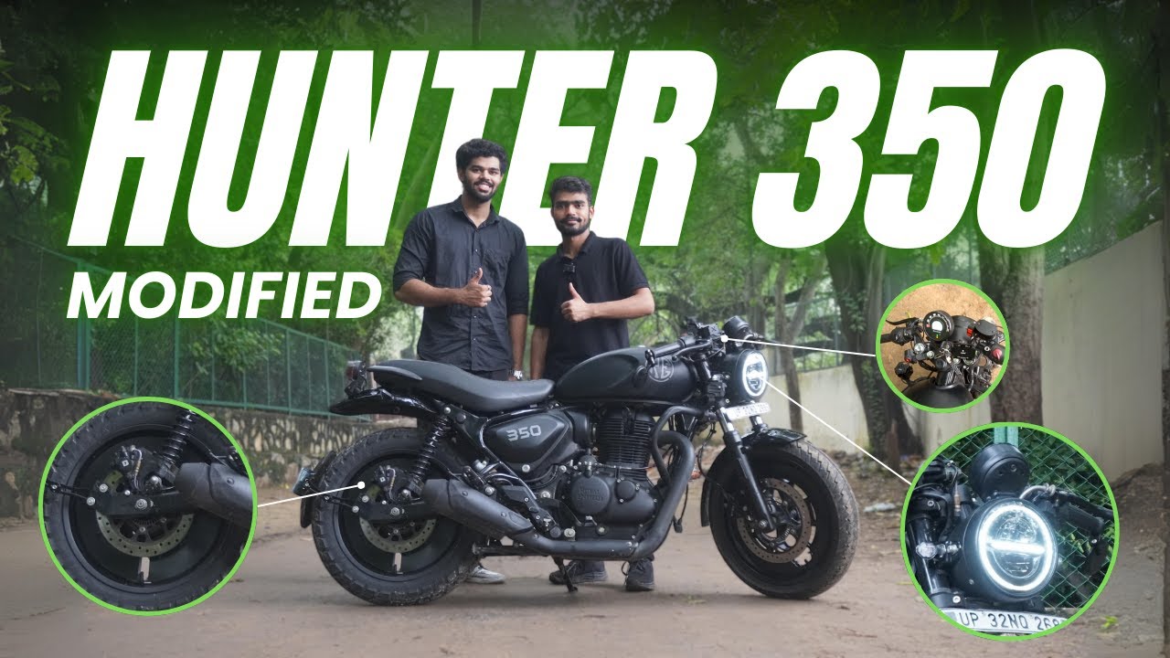Hunter 350 Fully Modified! 🔥😍 GT Handle | Tyre Cover | Headlight | Fog Light & More 🔥 #hunter350