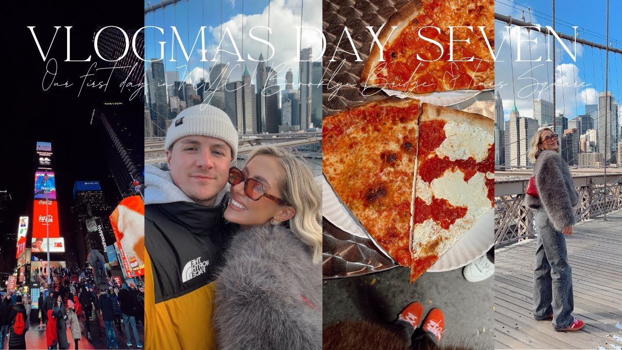 VLOGMAS DAY 7! NYC DAY ONE! BROOKLYN BRIDGE & TIMES SQUARE! A DAY OF EXPLORING NYC ! | India Moon