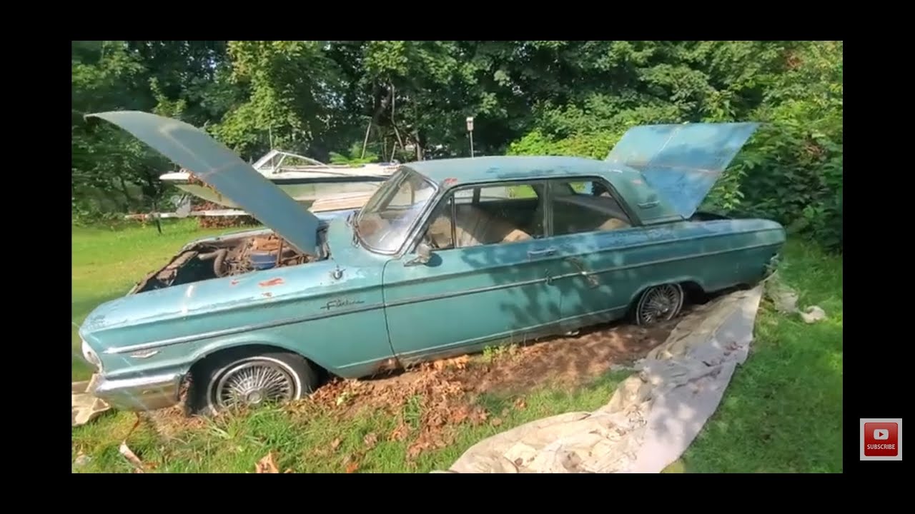 Removing this 1964 Ford Fairlane 500 Farm find! V8 260 Automatic. Sat for over 30 years in yard!