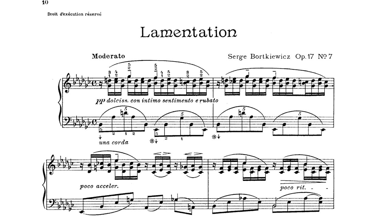 Bortkiewicz, Sergei: Lamentations and Consolations, Op.17. VII: Lamentation in Eb minor
