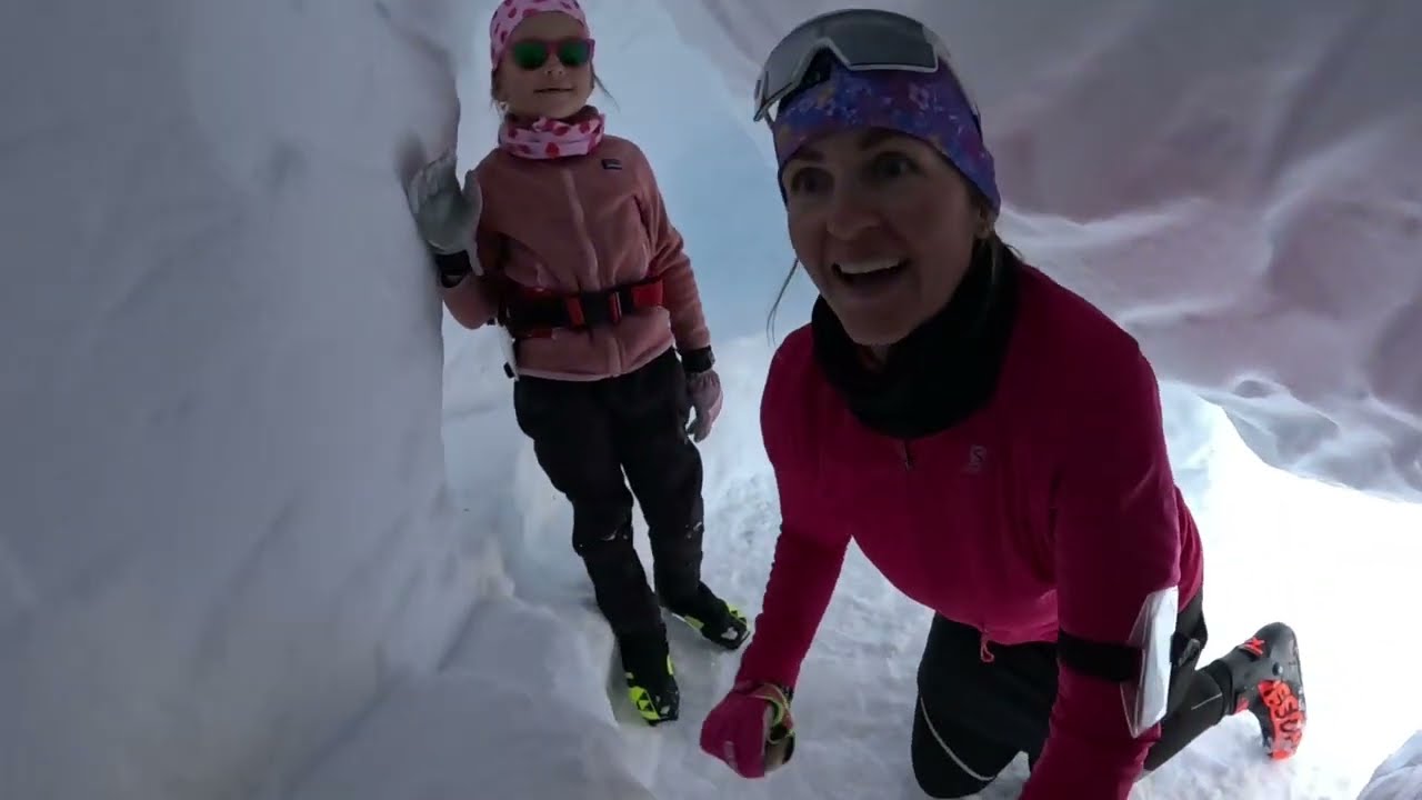 Family skiing to Drifter & Exploring the Snow fort