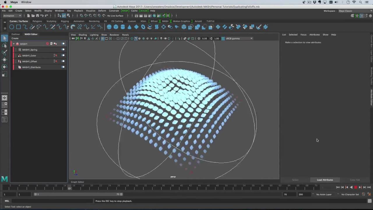 Maya 2017 - Duplicating MASH Falloff nodes
