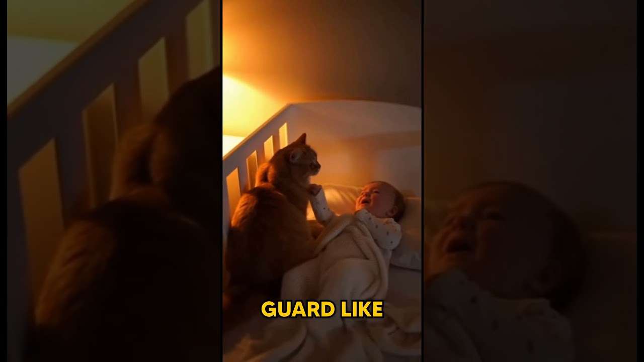 Baby Sleeping While a Cat Guards Like a Guardian Angel 🐾🤍 