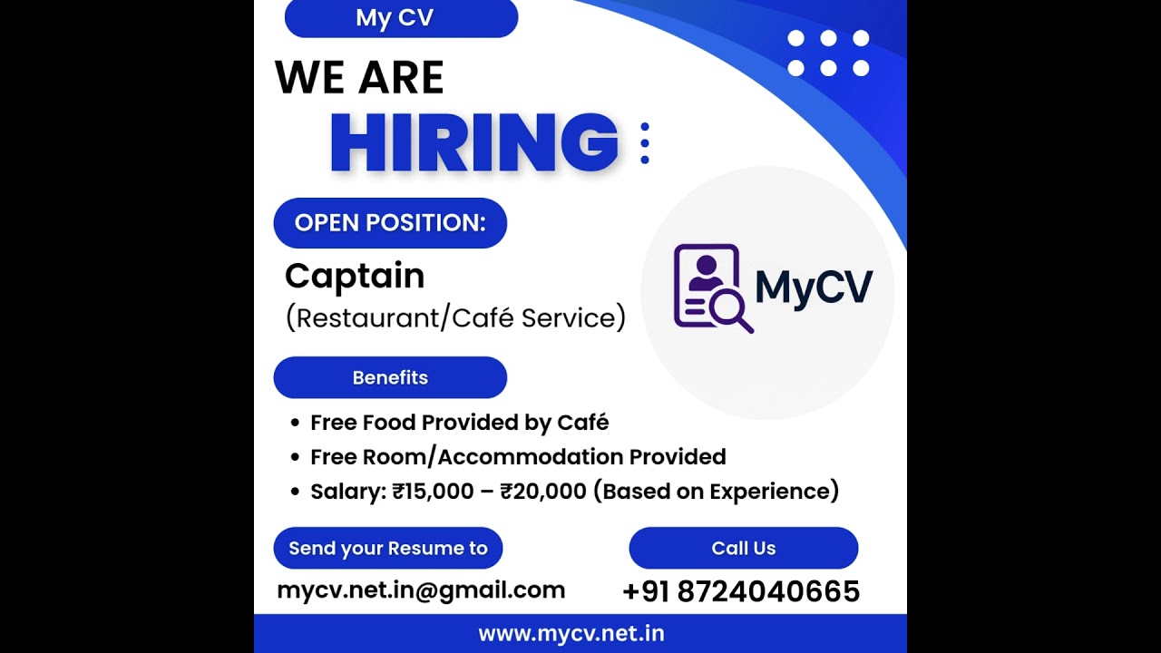 Job Opening &ndash; Captain (Restaurant/Caf&eacute; Service)   #mycv #jobsinassam