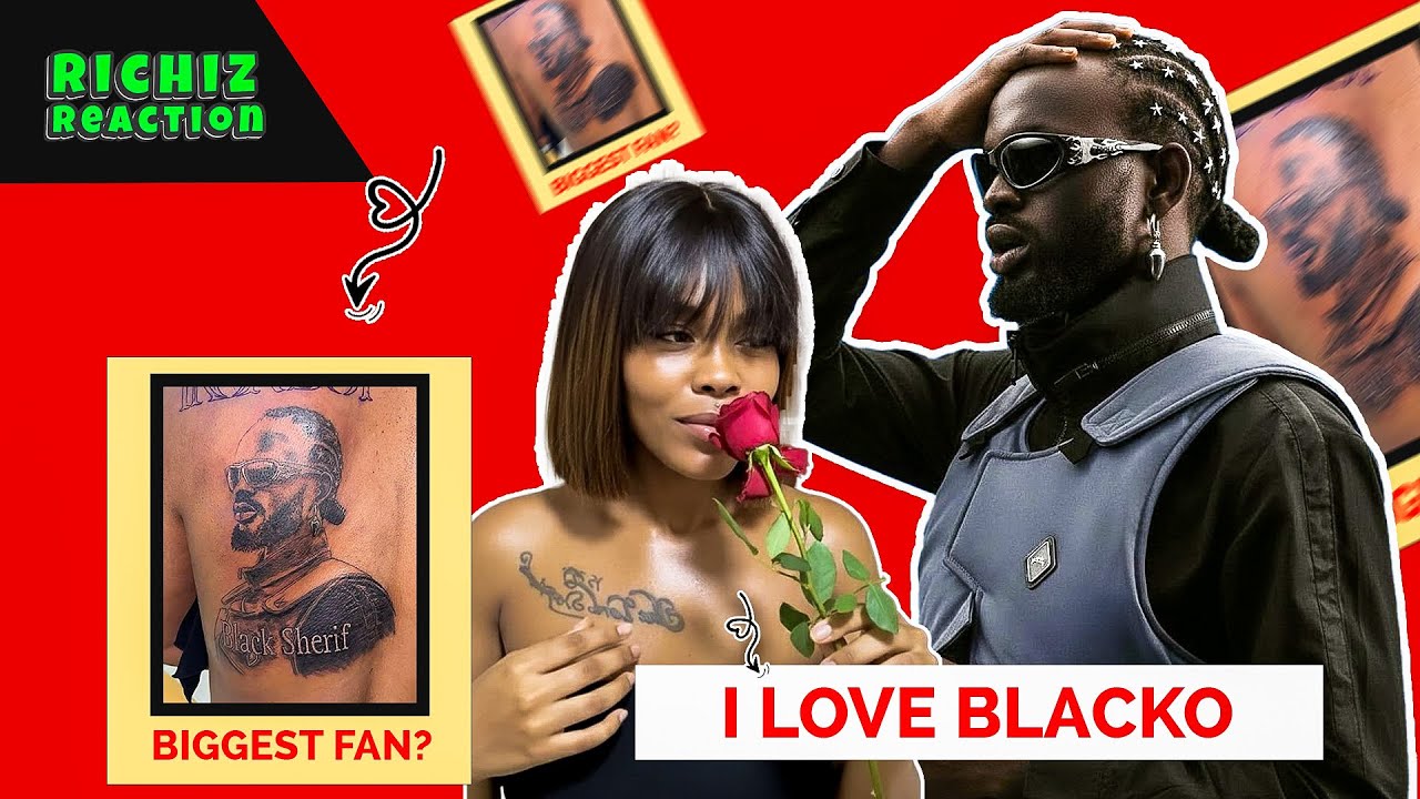 She tattooed Black Sherif on her back 😳🔥 Is this love or pure fandom? #blacksherif 