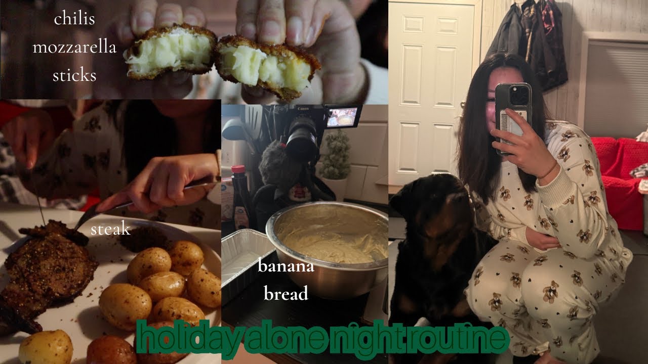 *solo* holiday night routine❄️🌨️ | cooking & baking🍪 | selfcare 💆🏻‍♀️