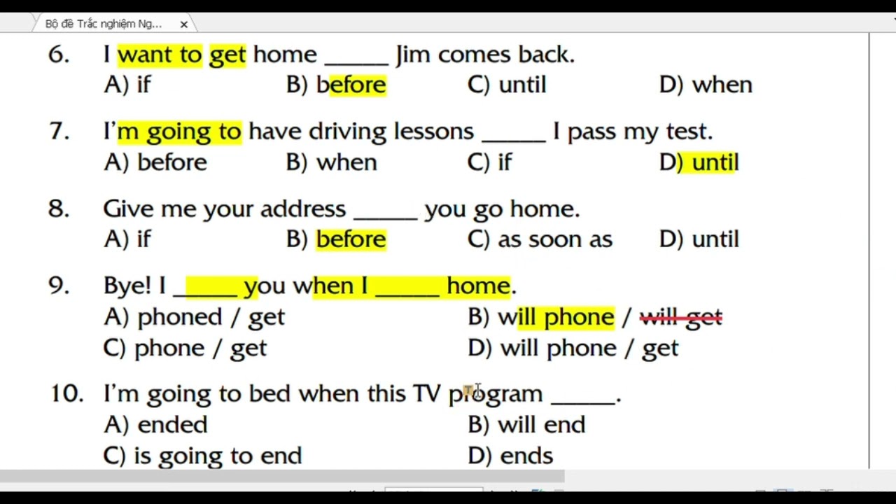 [43] - Bậc A2 - Bài 9 - After/before/when/as soon as/until