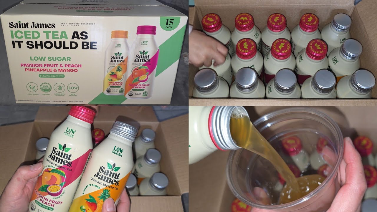 Costco Sale Item Review Saint James Iced Tea Passion Fruit & Peach Pineapple & Mango Taste Test