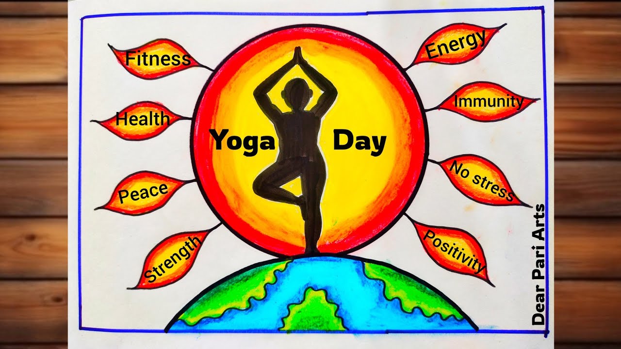 Yoga Day Special Drawing Easy Steps/Yoga for Healthy Aging drawing/Yoga Day Best Poster/Yoga k chart
