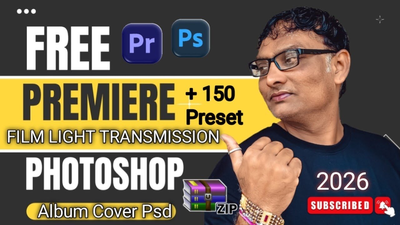Premiere Free 150 Preset + Film Light Overly Transitions + Photoshop Album Cover Psd Free Download .