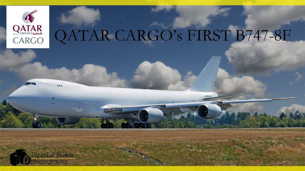 HOT!Qatar Cargo's First B747-8 all white freighter climbs STEEP on ferry PAE to PDX for paint