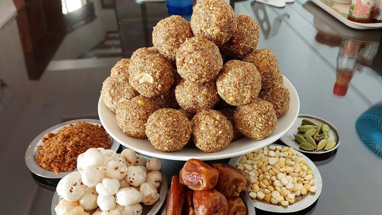 ఉగాది స్పెషల్ తీపి లడ్డు శనగపప్పు పూల్ మకన ఖర్జూరంఉగాదికి లడ్డు ఇలా చేసి చూడండి రుచి సూపర్ ఉంటుంది 👍