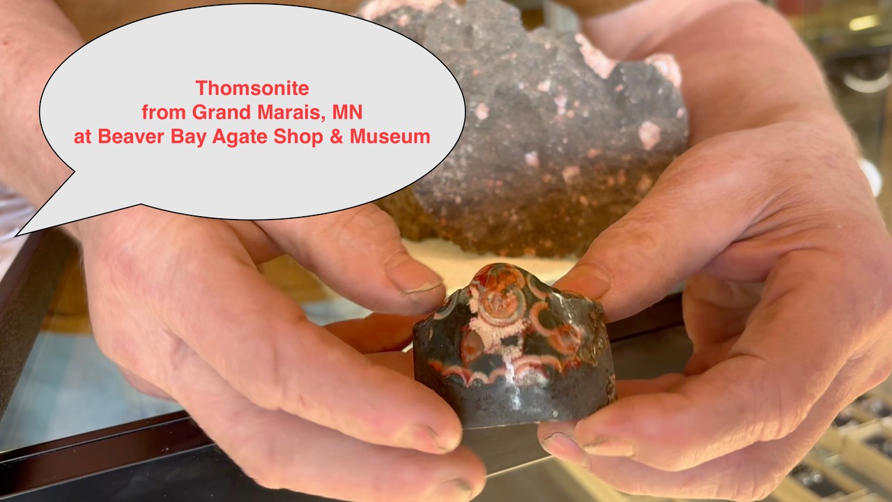 Thomsonite at Beaver Bay Agate Shop and a quick shop tour.
