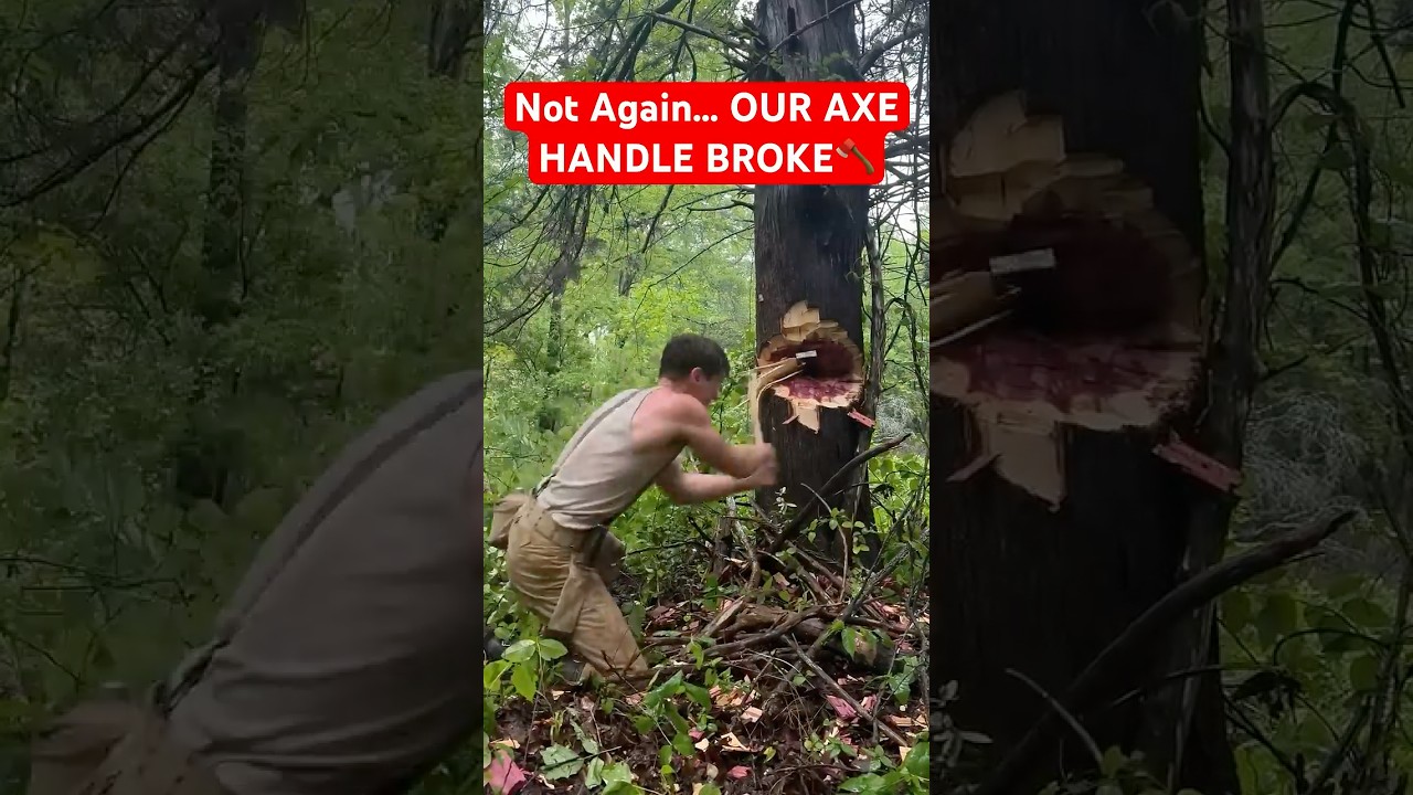 Not again! Our Axe handle broke! #axe #rehandle #logger #cabin #woodworking #lumberjack #bushcraft
