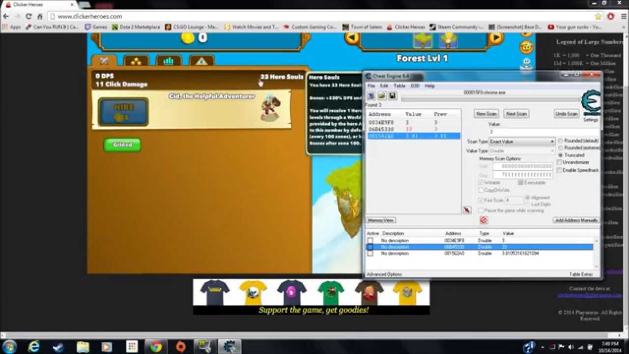 Clicker Heroes V.015b Unlimited Souls hack (Cheat Engine)