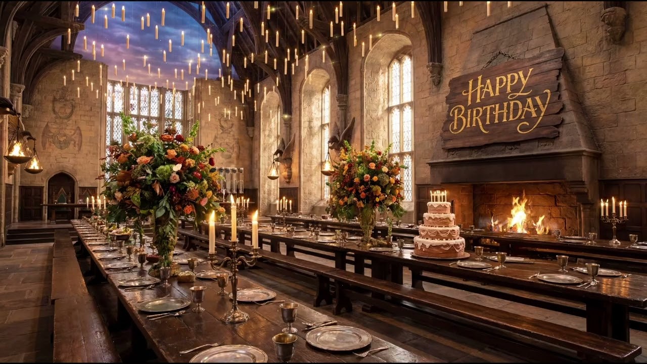 Happy Birthday at Hogwarts | Harry Potter Great Hall Music & Magical Ambience