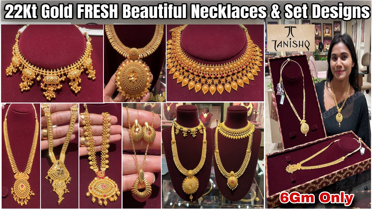 6Gm🔥STUNNING Tanishq Gold Necklace Set Designs Lightweight Gold Necklace Designs With Weight & Price