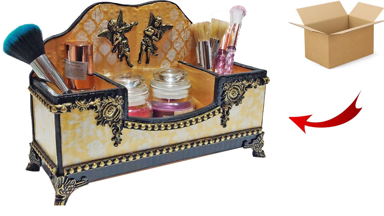 DIY MAKEUP ORGANIZER FROM CARDBOARD / CARDBOARD CRAFT