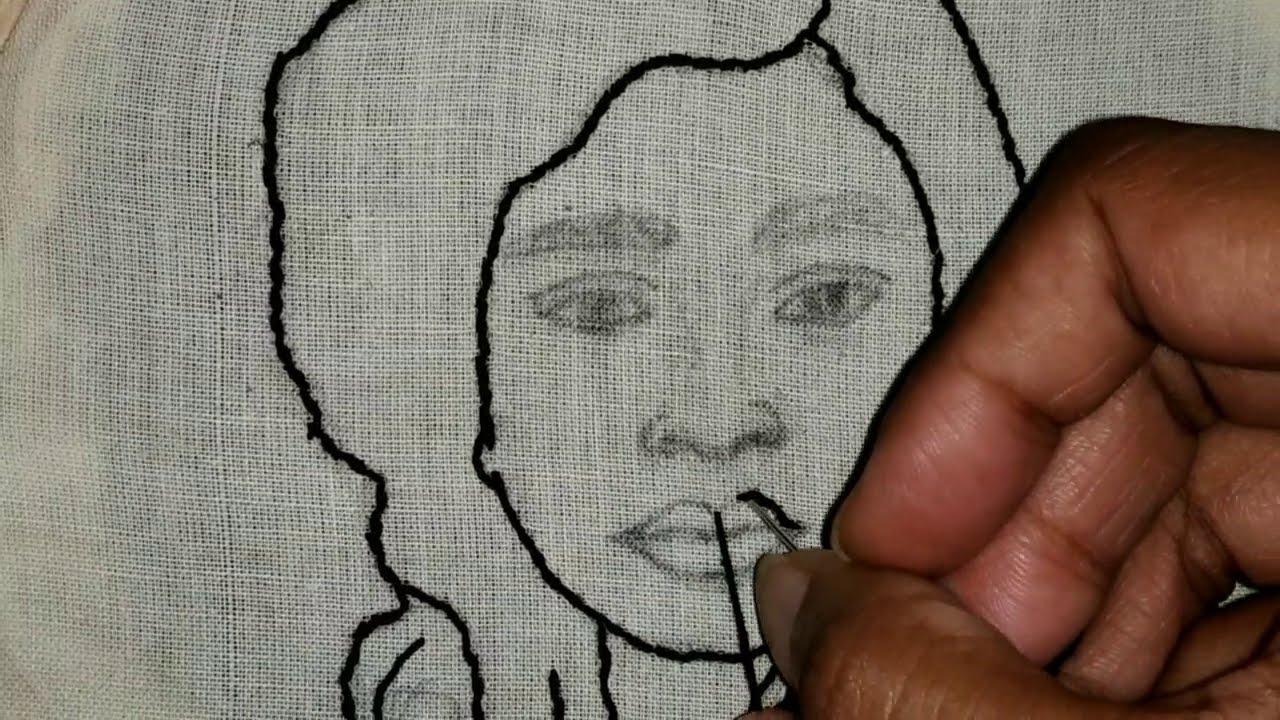 face portrait using threads, hand embroidery portrait, Embroidery hacks, embroidery portrait