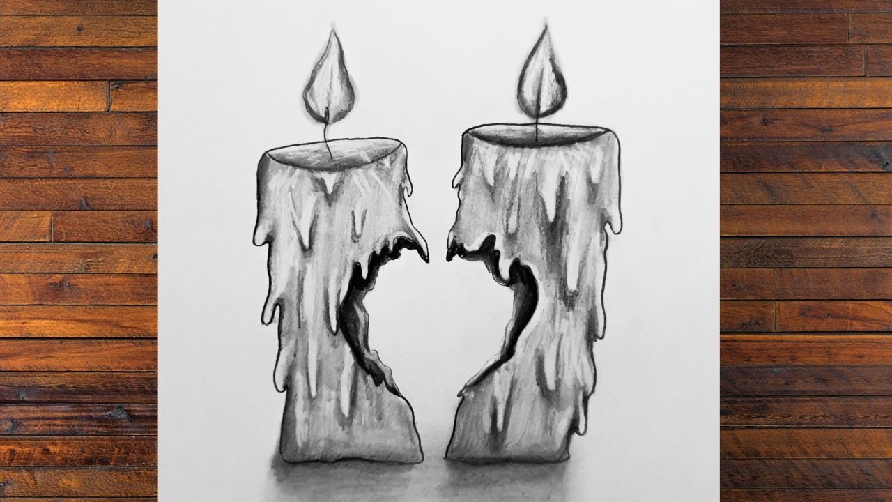 How to draw candles step by step || Love candle drawing || Easy pencil drawing tutorial