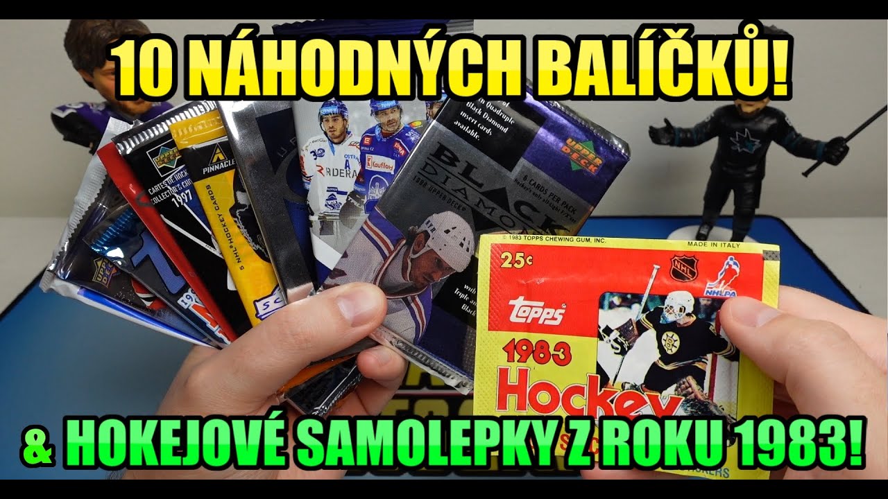 10 NÁHODNÝCH BALÍČKŮ HOKEJOVÝCH KARTIČEK! A balíček samolepek Topps 1983! Hokej karty NHL!