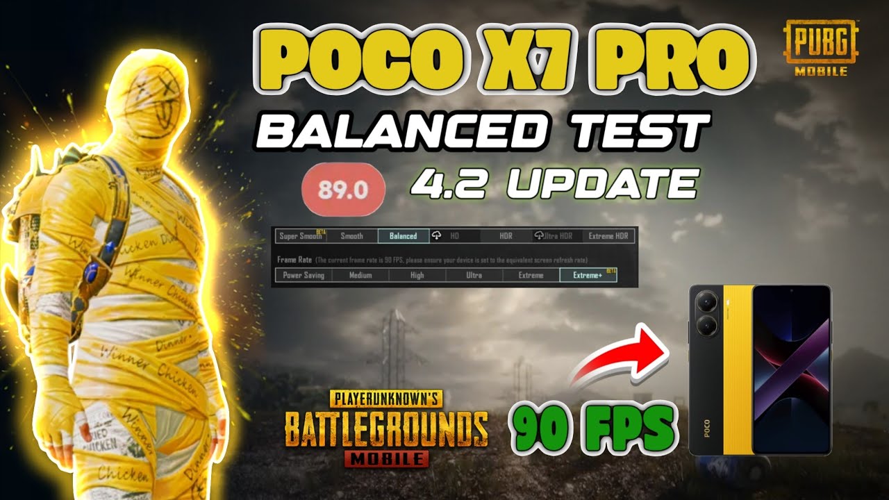 Poco x7 pro gaming test at balanced+90 fps😱 with fps meter | pubg mobile gaming test in poco x7 pro🔥