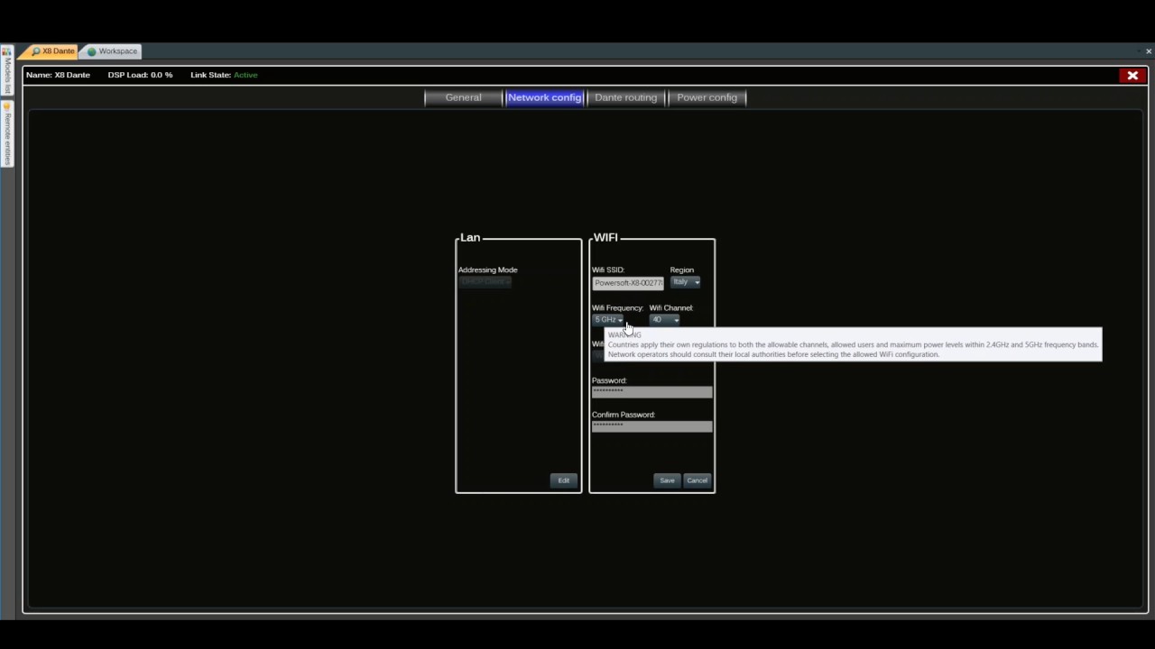 Network & Power Configuration | Armonía Pro Audio Suite 2.10