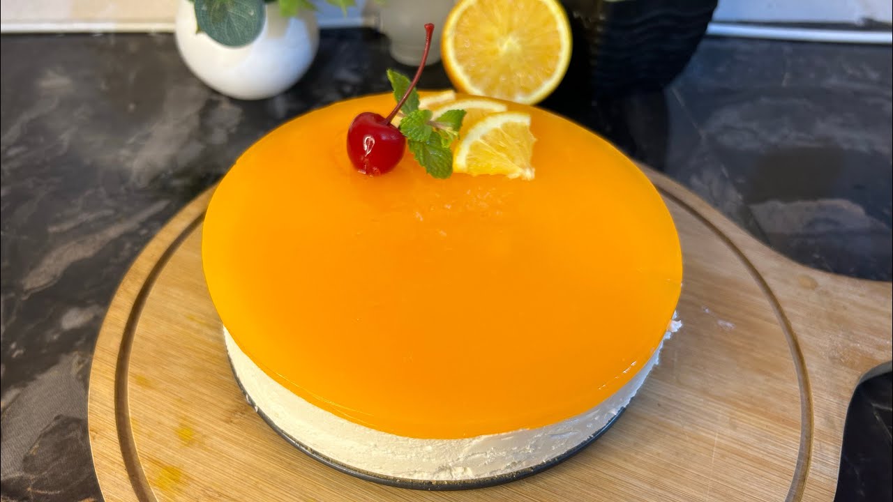 No bake orange cheese cake recipe | Easy orange cheese cake recipe