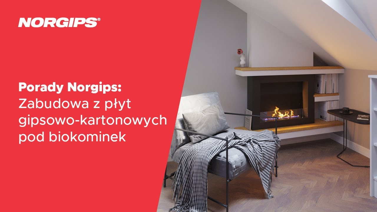 Porady NORGIPS: Zabudowa z płyt gipsowo-kartonowych pod biokominek