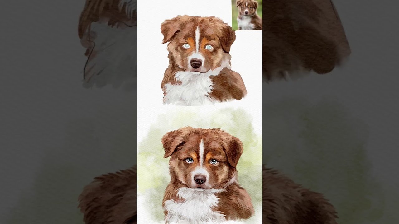Custom Hand Painted Dog Portrait from Photo Personalized Gift Procreate Watercolor Style
