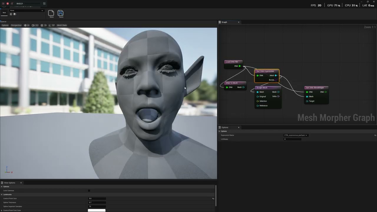 Настройка метафайла ДНК человека Blendshapes с помощью Mesh Morpher Graph в UE5
