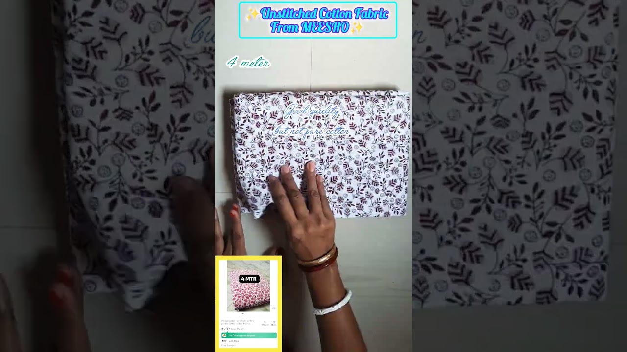 🌼Unstitched Cotton Fabric From MEESHO🌼Meesho cotton fabric honest review💰#Meeshocottonfabricquality
