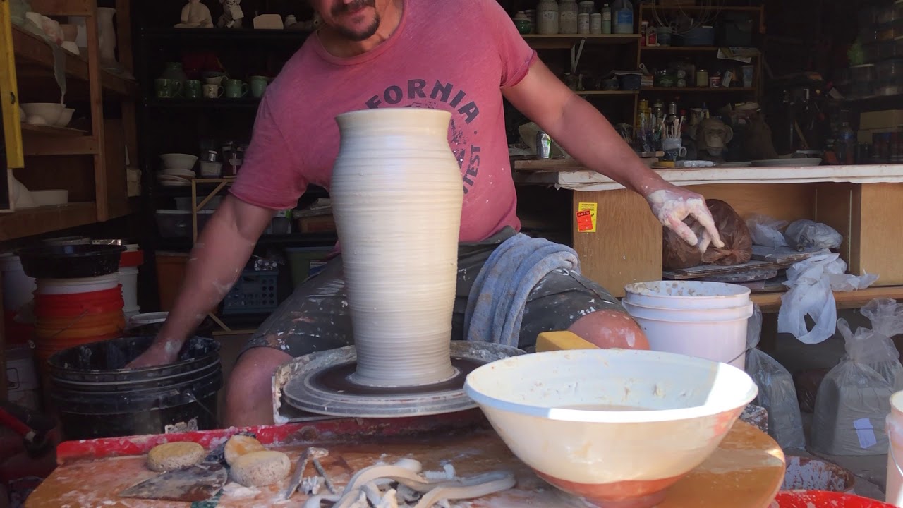 Throwing a tall vase