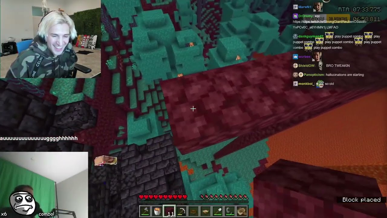 xQc Laughs at Forsen Failing at Minecraft for 12 Minutes