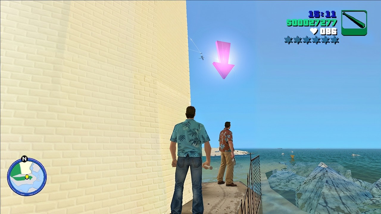 Why this mysterious car parked beside the police station in Vice City during this mission?