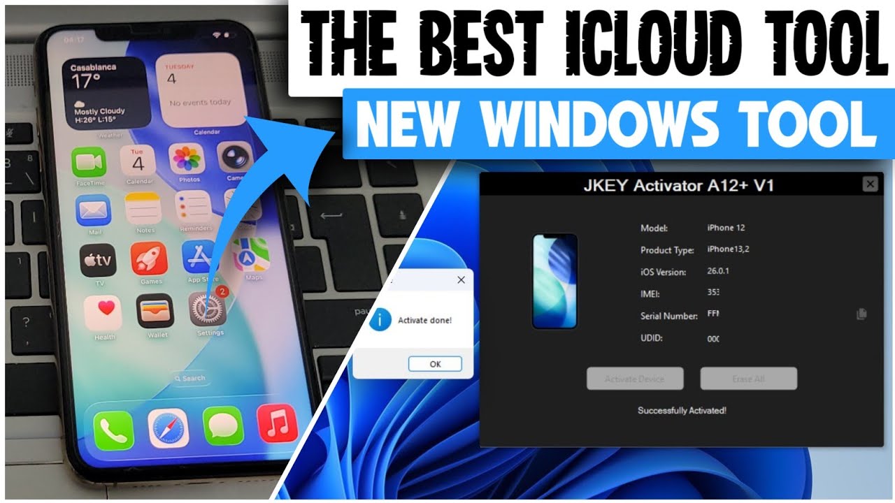New Windows JKEY Activator A12+ iCloud Tool | Hello Activation Without Signal | iOS 18.5–26