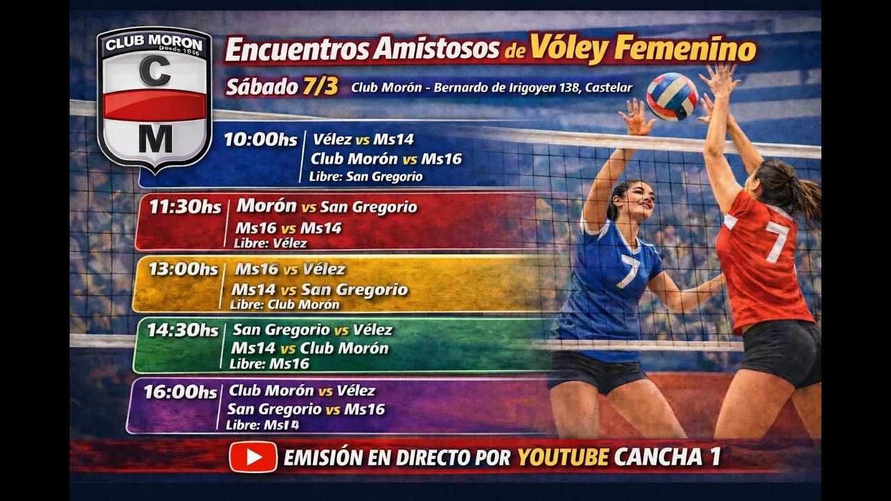 CANCHA 1 - AMISTOSOS - Club Morón / San Gregorio / Vélez / Ms16 y Ms14