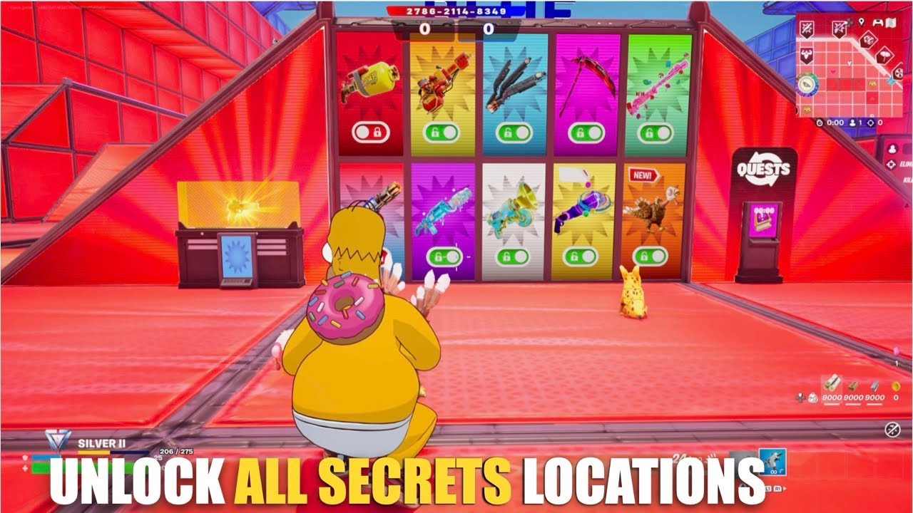 SUPER RED VS BLUE TYPICAL GAMER MAP FORTNITE - ALL SECRETS LOCATIONS PART 11 (SECRET DIAMOND)