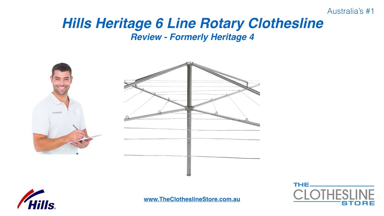 Hills Heritage 6 Line Traditional Fixed Head Rotary Clothes Hoist and Clothesline
