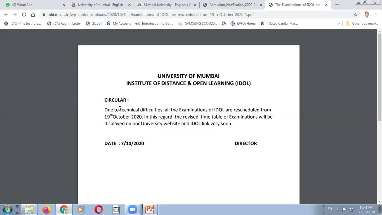 IDOL Admission and Examination