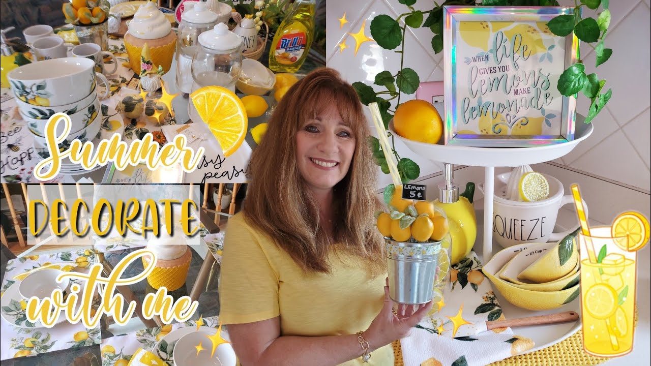 LEMON 🍋 KITCHEN DECORATE AND CLEAN WITH ME ||TWO LEMON TIER TRAYS!! 🍋