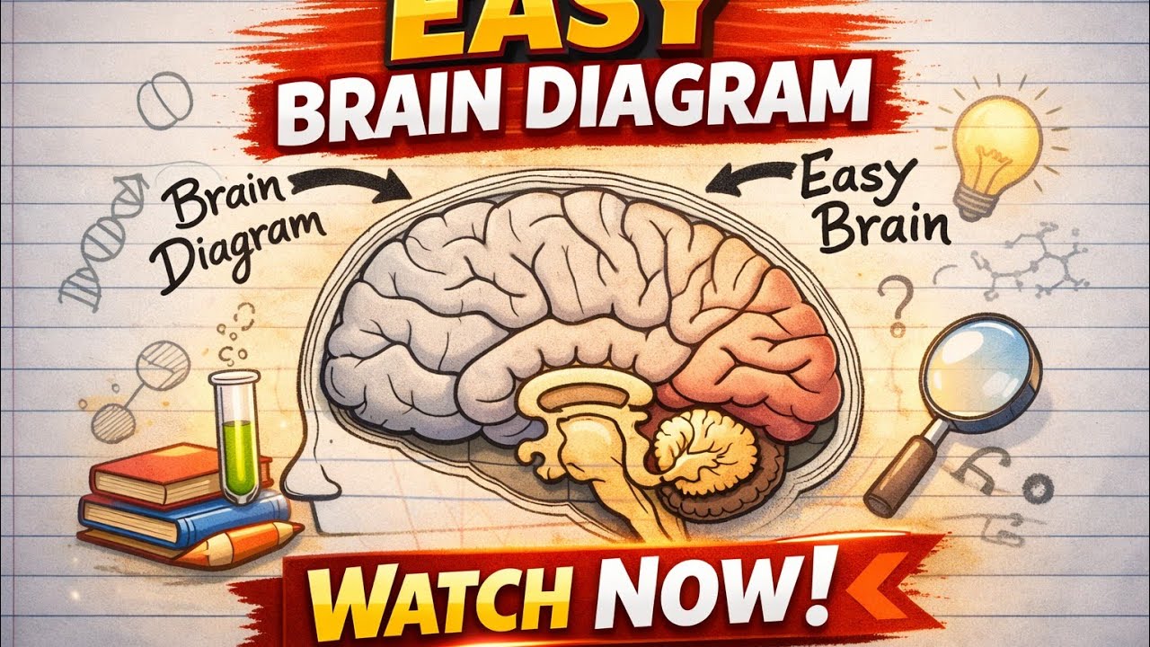 Easy Brain Diagram Step by Step | Class 10/12 Biology Diagram