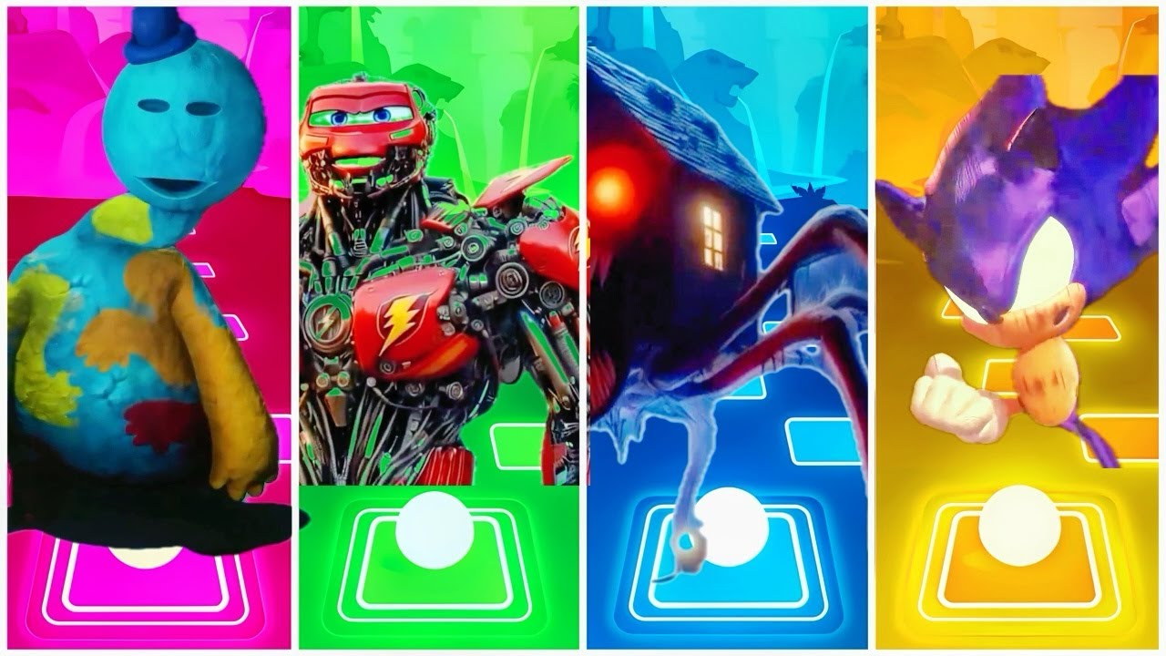 🎵 Tiles Hop EDM Rush | Blue Monster 🆚 Robo Lightning McQueen 🆚 Haunted House 🆚 Sonic EXE 🎶