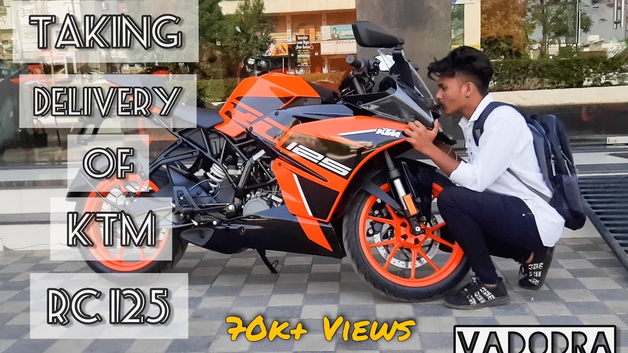 Taking delivery of KTM RC 125 from KTM Vadodara Showroom NIZAMPURA, 2019 Orange color