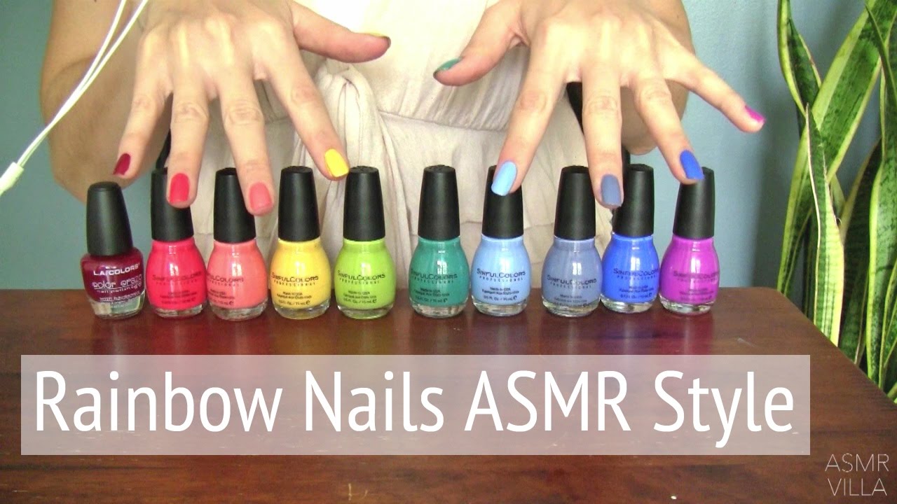 ASMR * Theme: Rainbow Nails * Tapping & Scratching * Hand Movements * No Talking * ASMRVilla